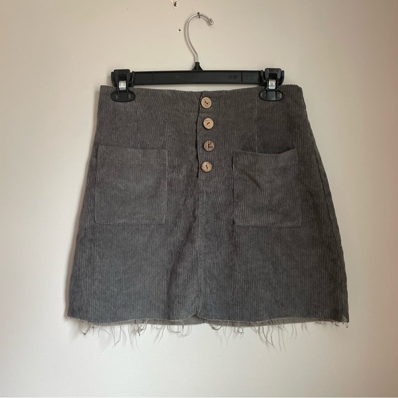 Altard State Gray Corduroy Mini Skirt - Picture 1 of 3